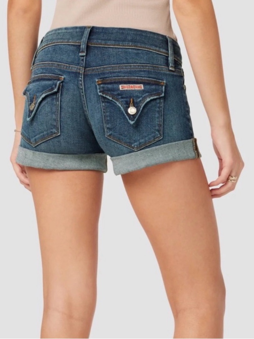 Hudson Ruby Mid Rise Cuffed Blue Denim Jean Shorts Womens Size 29